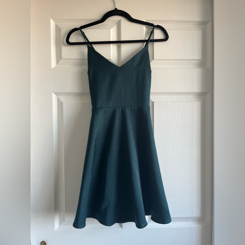Altar’d State Homecoming Party Skater Dress Dark Green Size L